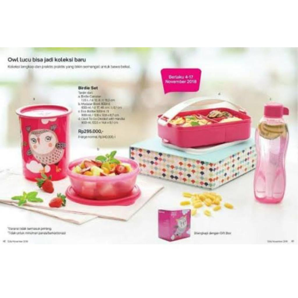 Birdie Set Tupperware,Paket Bawa Bekal Lengkap Warna Pink