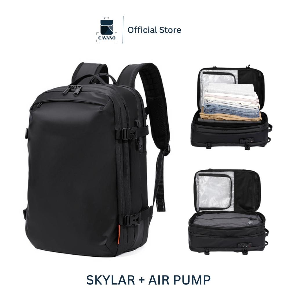 CAVANO SKYLAR Tas Ransel Pria Travel Backpack Waterproof Cowok Tas Ransel Vakum Baju Travelling Cowo