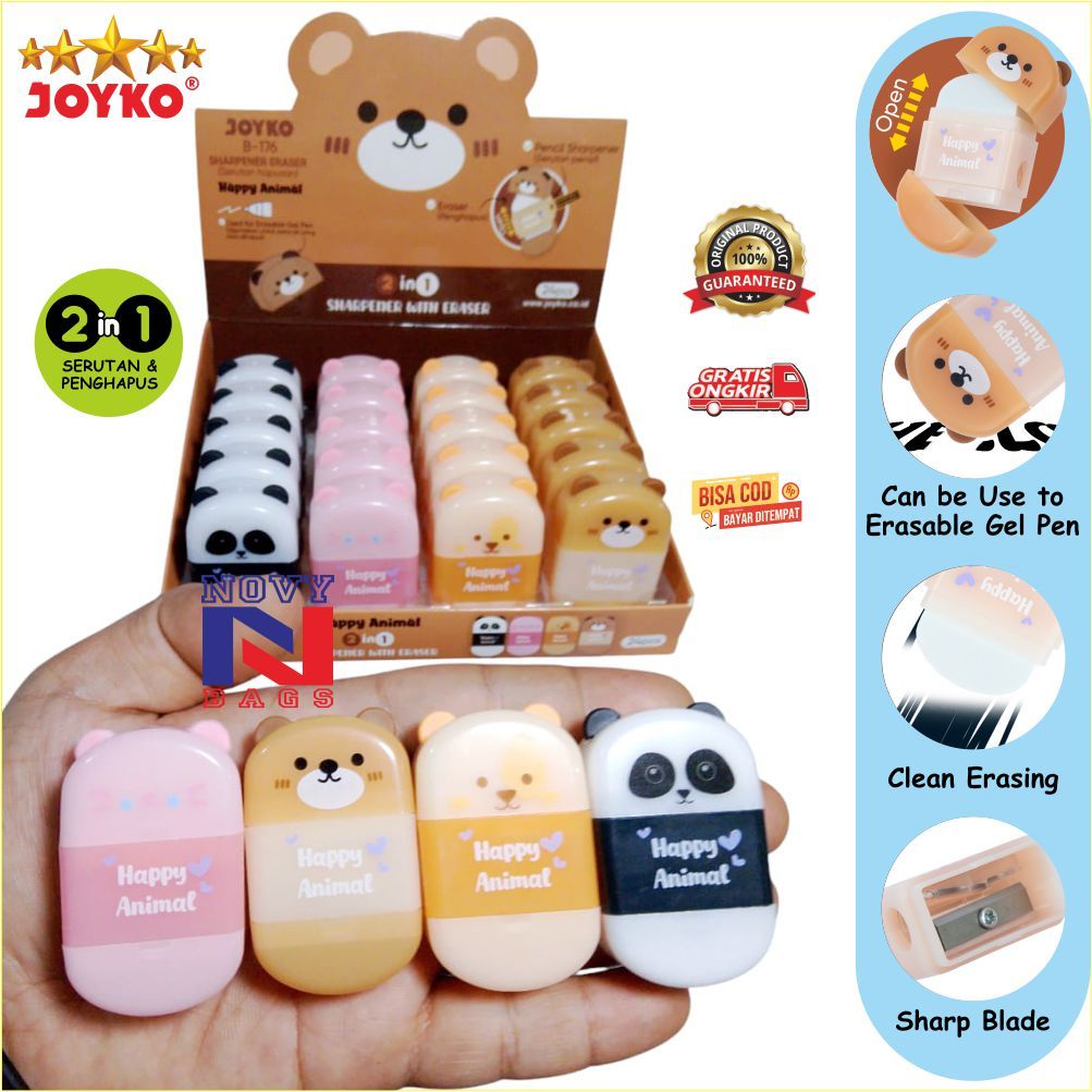 

PENGHAPUS JOYKO, SERUTAN JOYKO SHRAPENER ERASER 2 IN 1 JOYKO B -176, PENGHAPUS + SERUTAN JOYKO B- 76