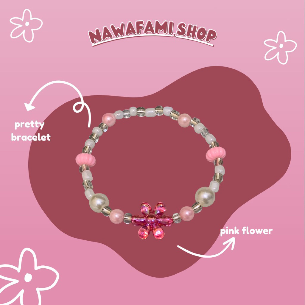 Gelang Manik Manik Pink Flower~Manik Manik Lucu~Gelang Aesthetic