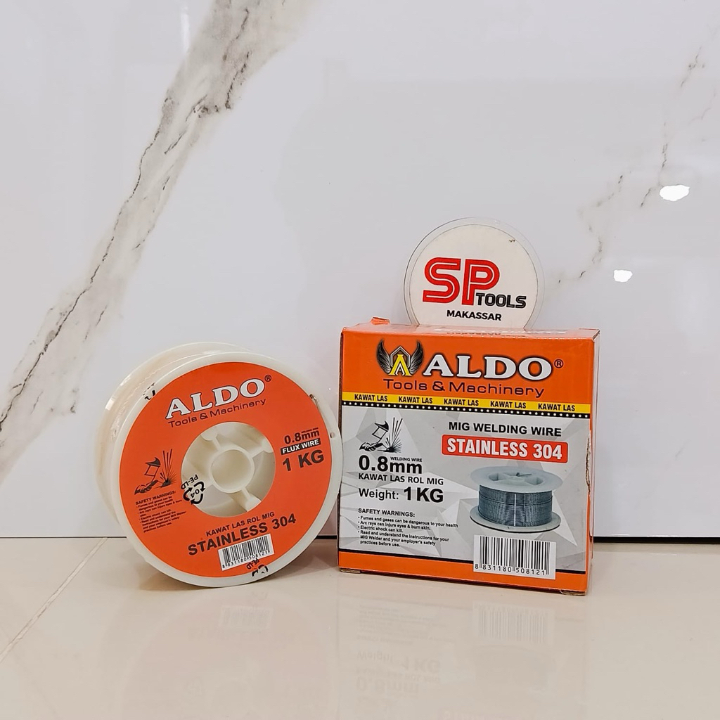 KAWAT LAS ROL MIG FLUX WIRE 0.8MM 1KG STAINLESS 304 NON GAS TANPA GAS ALDO