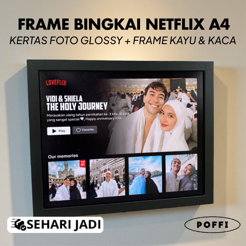 {PENGIRIMAN 24 JAM} Bingkai Foto A4 Netflix Hadiah custom sehari Jadi Hadiah Wedding Hadiah wisuda