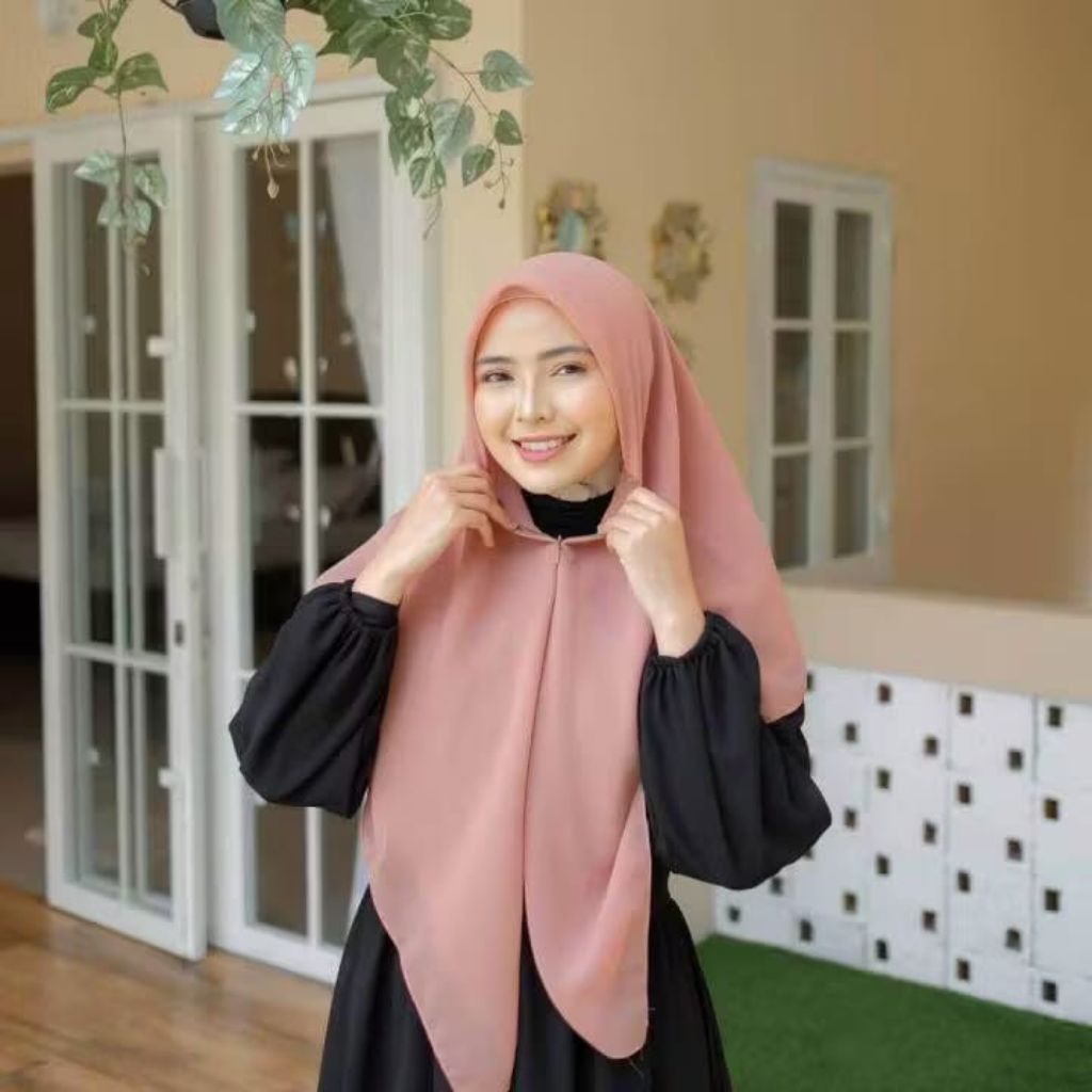 Hijab Instan Zipper Segi Empat Instan Resleting  Premium / Kerudung Zipper Segi Empat InstanPremium 
