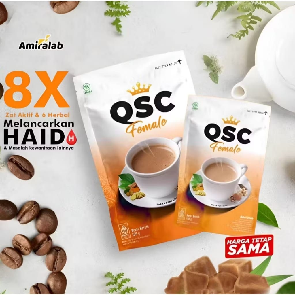 

[PROMO 100% ORIGINAL] QCS Famale Minuman Kopi Jamu Siklus Bulanan wanita 100gram