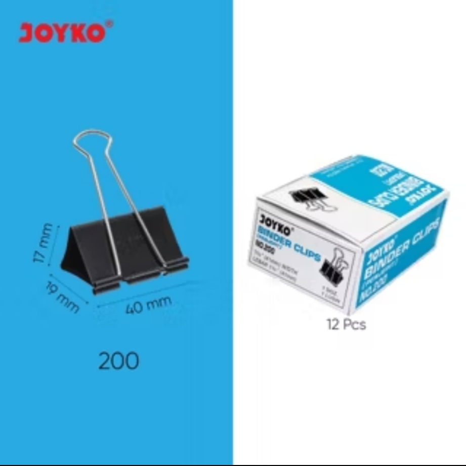 

Binder Clip Joyko 1 Box isi 12 Pcs Klip Penjepit Kertas Black No.200
