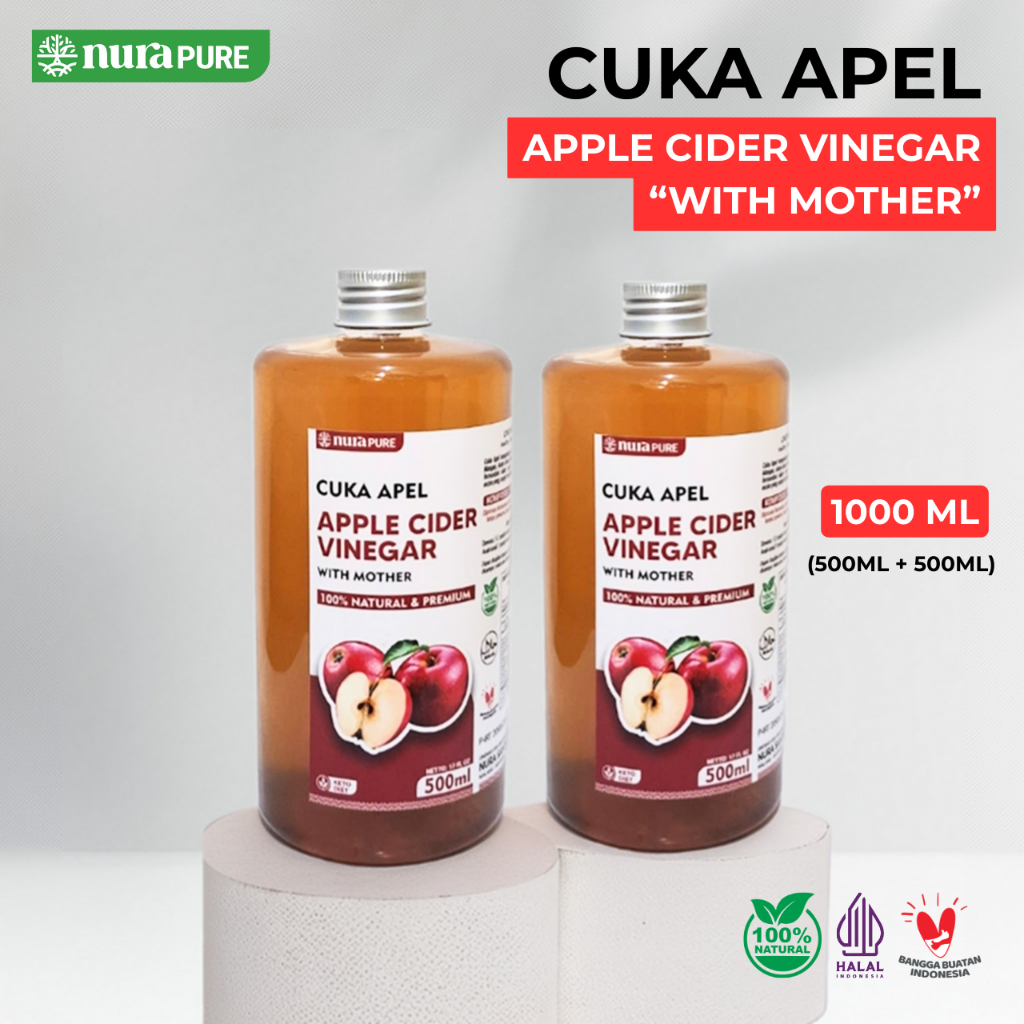 

NuraPure Cuka Apel Original / Apple Cider Vinegar With Mother 1 Liter - Minuman Diet Detox