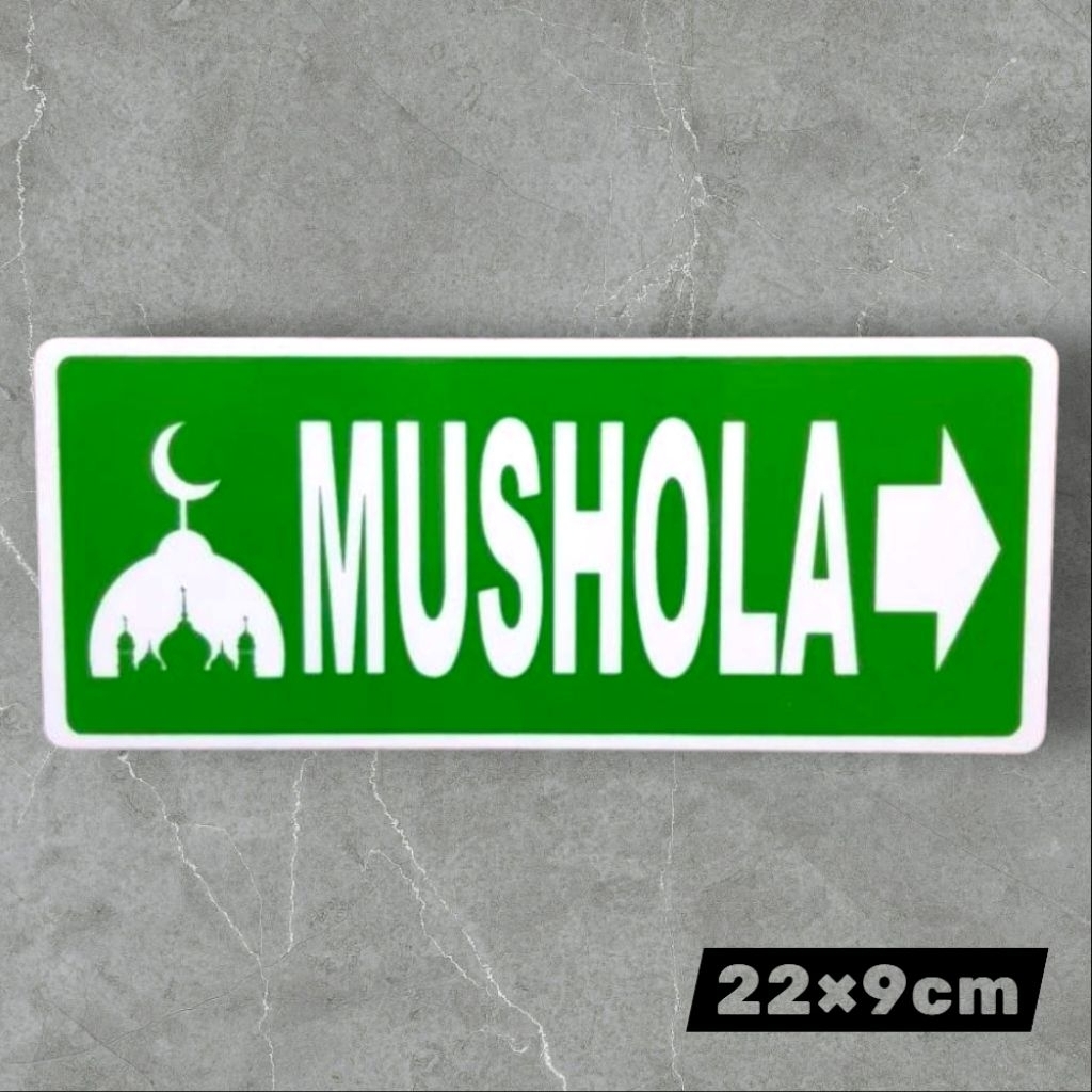 

Akrilik papan tanda MUSHOLA arah kanan