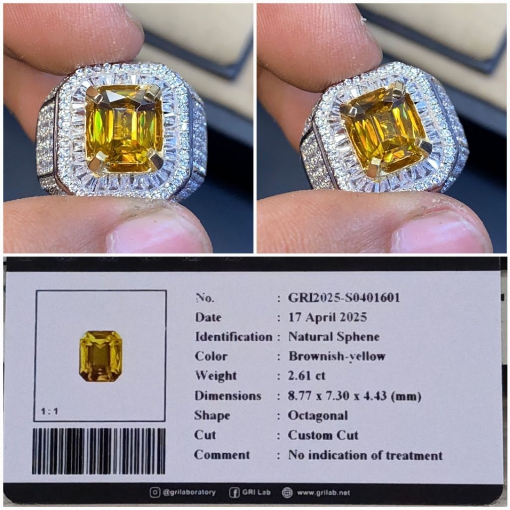 natural Sphene 2.16cr NTE clean top luster top rainbow dispersion memo GRI