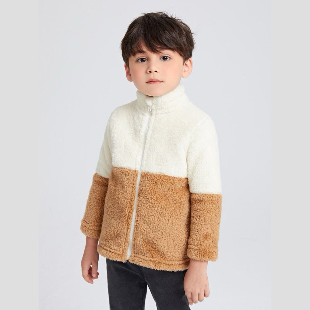 Jacket Anak Bulu Fur Combination Zipper Unisex