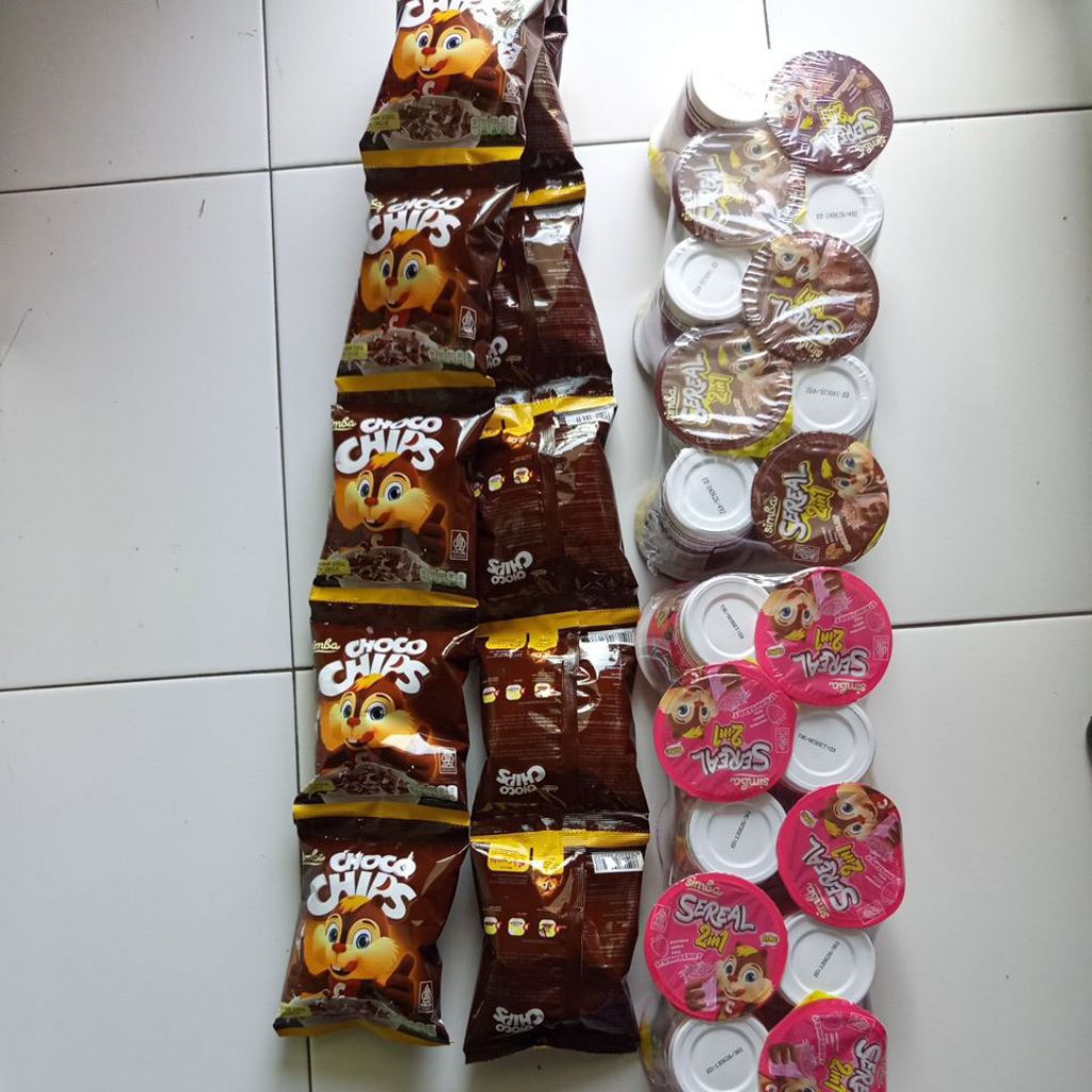 

SIMBA SEREAL 2 IN 1COKLAT/STRAWBERRY (1 SLOP ISI 10)/SIMBA CHOCO CHIPS RENTENG(10PCS)