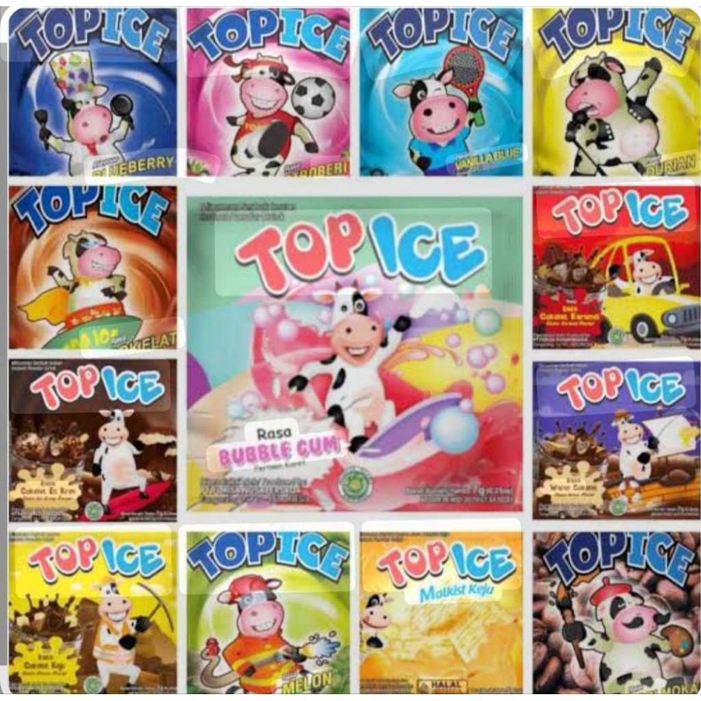 

( rentengan) top ice minuman sachet rasa buah1 renteng isi 10 x 7gram..