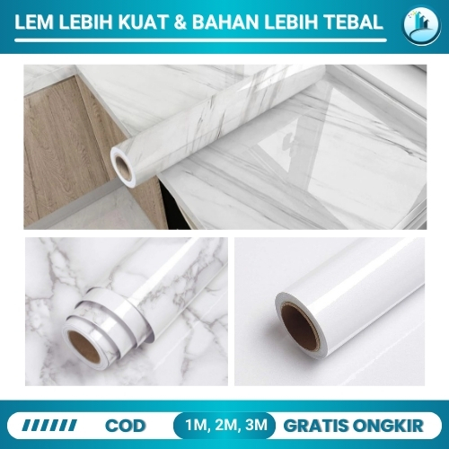 Wall Stiker Wallpaper Dinding Marmer Gold Walfafer Dingding Lantai Premium Marbel Aluminium Silver