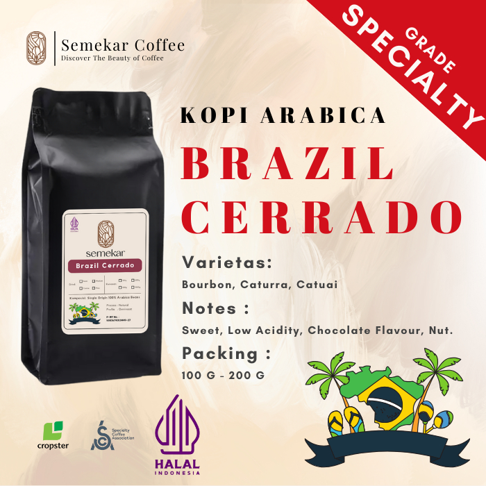 

Semekar Coffee - Kopi Arabica Brazil Cerrado Natural Roasted Beans