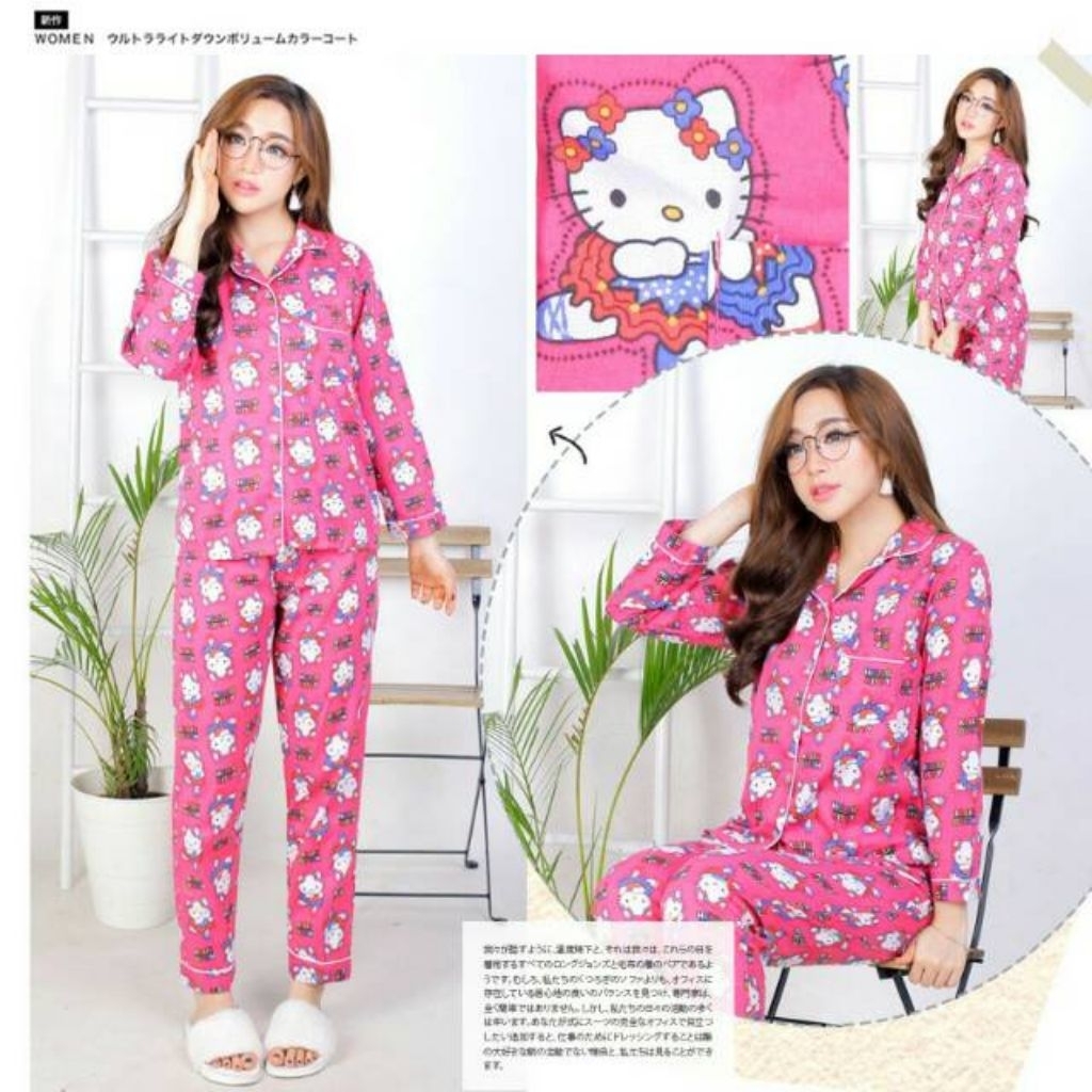 SINARI INSANI|FASHION JAKARTA / PIYAMA TIDUR KATUN WANITA WAWA KITTY/konveksi