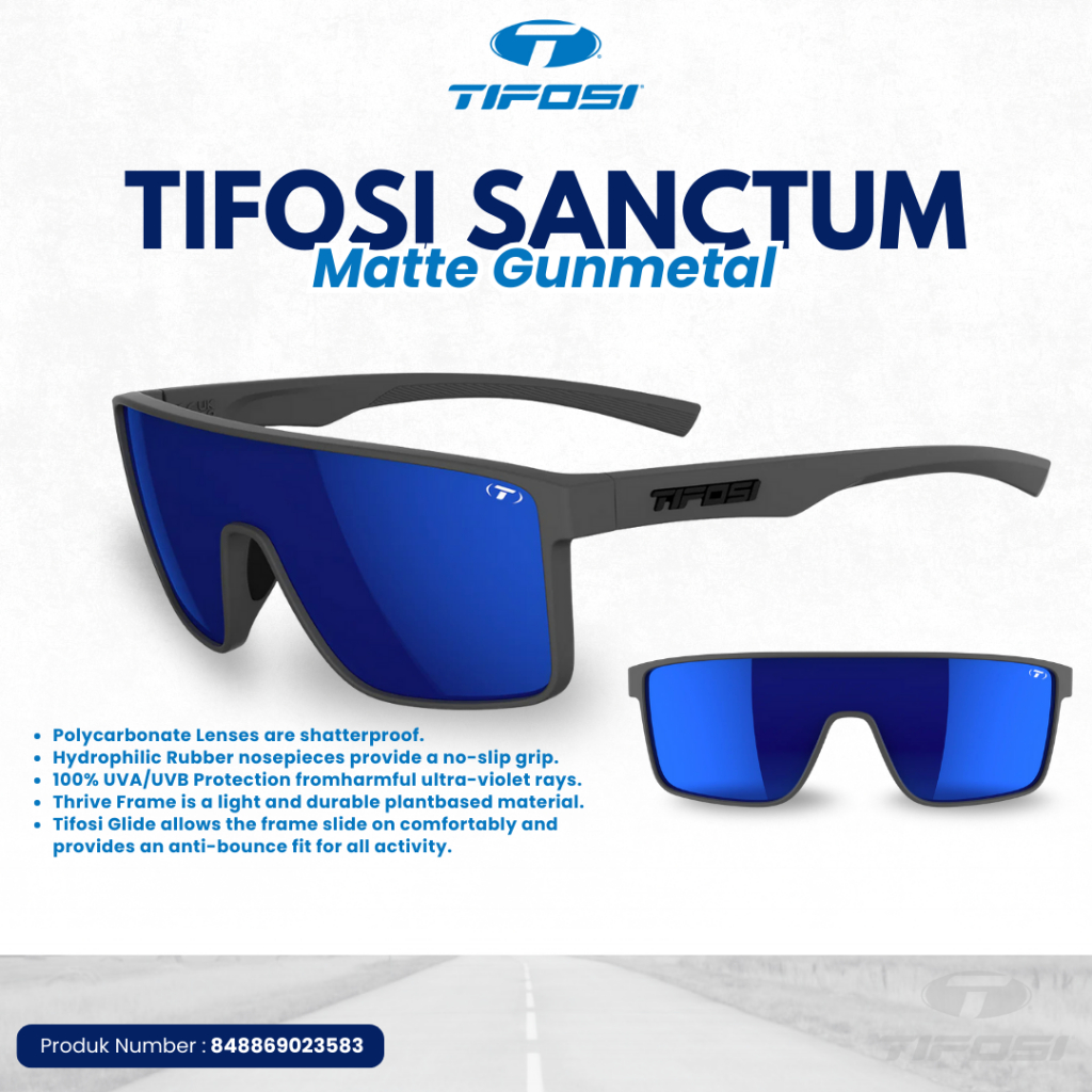 Kacamata Hitam - Kacamata Lari - Tifosi Sanctum Matte Gunmetal Kacamata Olahraga Anti UV