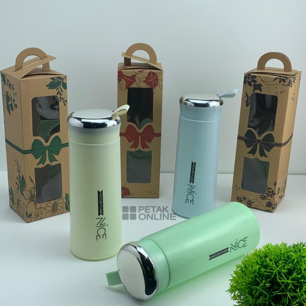 Botol/ Tumbler Nice 400 ml Kemasan Box Tenteng Coklat