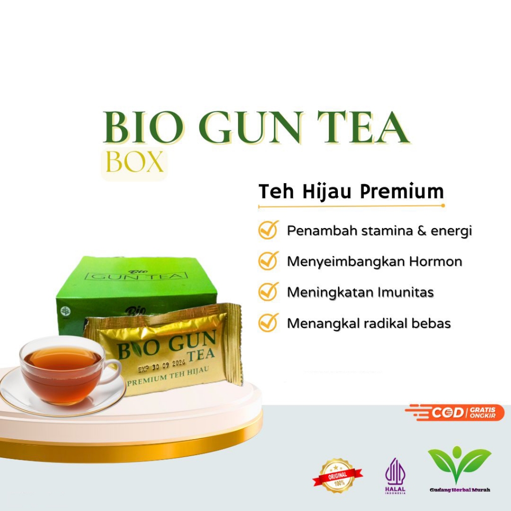 

Bio Gun Tea Teh Hijau Premium Untuk Meningkatkan Kesuburan dan Vitalitas Pria Isi 10 sachet