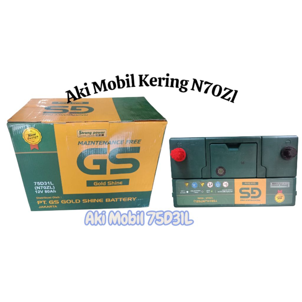 Aki Mobil GS Gold Shine N70Zl 75D31L 80ah  aki kering mobil n70zl