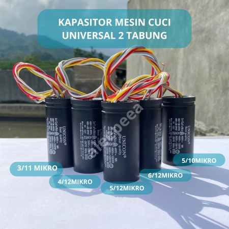 Kapasitor Mesin cuci 2 tabung - Kapasitor mesin cuci universal 2 tabung - Kapasitor mesin cuci sanyo