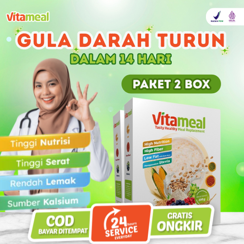 

VITAMEAL Sereal Multigrain Turunkan & Stabilkan Gula Darah Atasi Diabetes Kolesterol Maag GERD Diet Sehat Tanpa Efek Samping Snack Pengganti Makanan Paket 1-3 Box Resmi & Original Halal BPOM Official Store VITAMINILK HERBAL