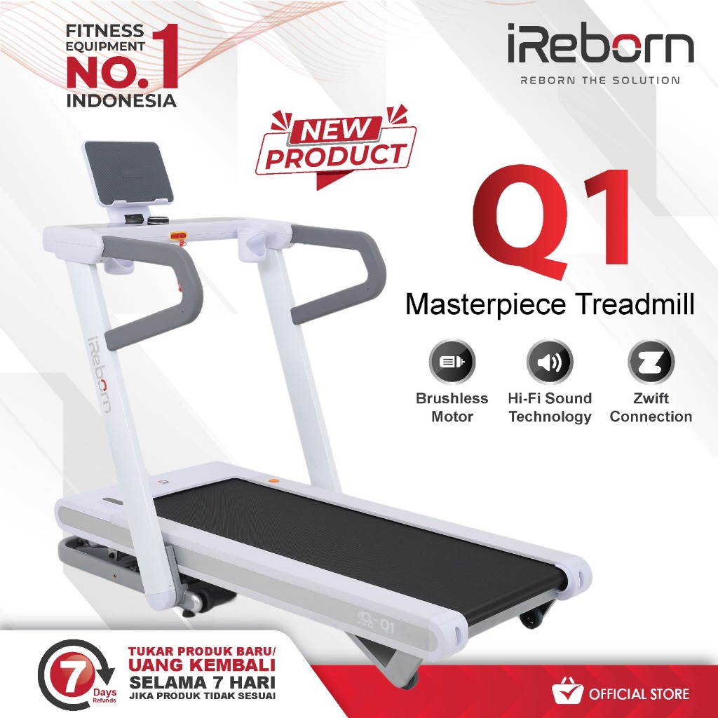 iReborn - Treadmill Elektrik Alat Fitness QUANTUM Q1 SMART Treadmil (Official Shop)