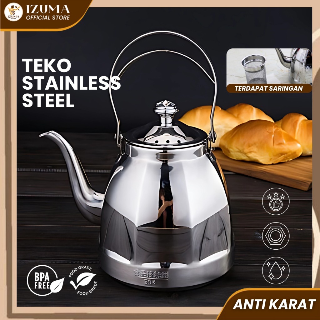 IZUMA Teko Stainless Steel Ceret Anti Karat Teko Siul 5 Liter Kettle Teko Peluit Bunyi Pegangan