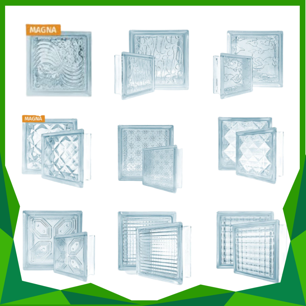 GLASS BLOCK MULIA / GLASSBLOK KACA RUMAH SEMUA MOTIF 9.5 CM