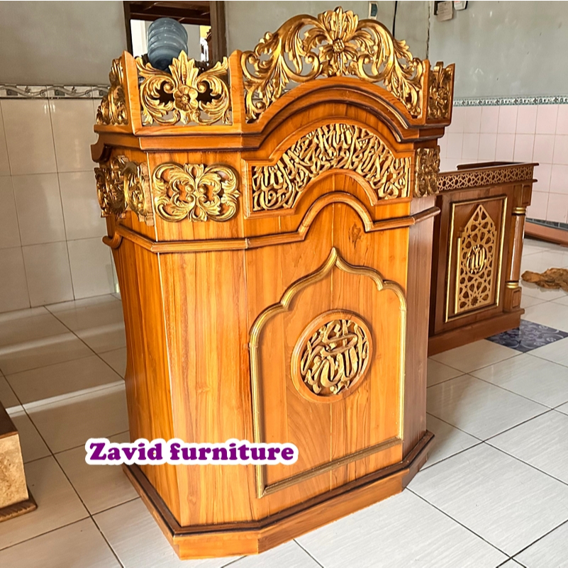 Podium Ukiran kayu jati, Podium  minimalis kayu mewah kayu jati, podium ceramah modern, podium ceram