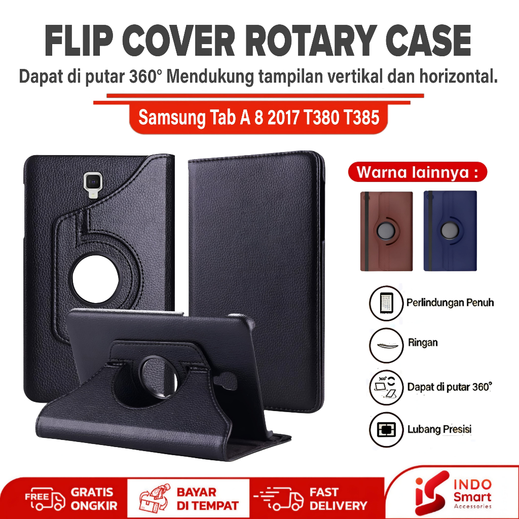 Case Samsung Tab A8 2017 | Samsung Tab A 8" 2017 | Galaxy T385 T380 Flip Cover Casing Rotary Leather