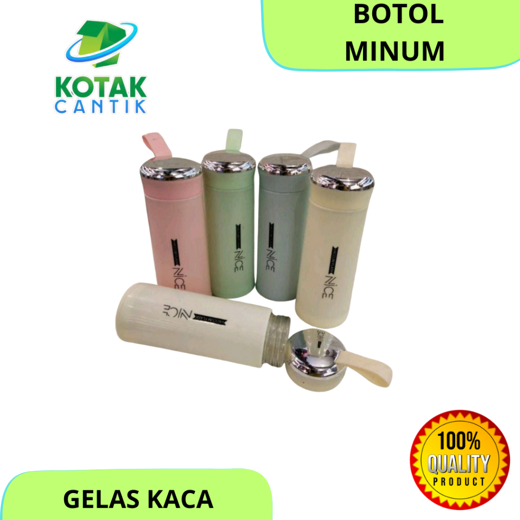 BOTOL MINUM NICE GELAS KACA 400ml BOTOL MINUM SOUVENIR MURAH 400ml