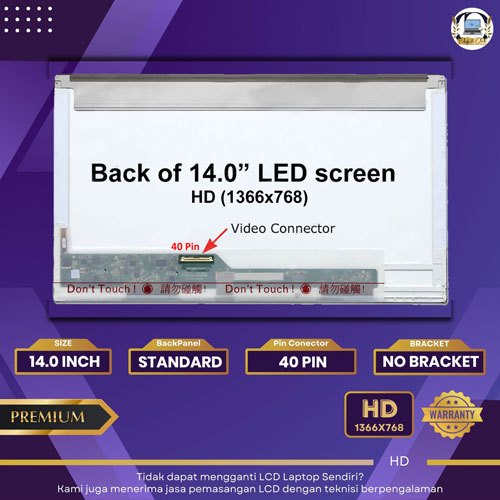 14.0 40pin STD LED LCD Laptop Dell Vostro 1014 1088 1440 Tebal - Garansi