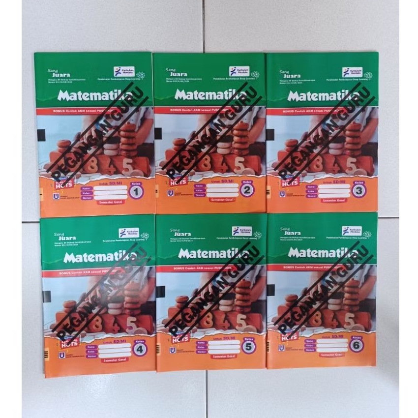 Buku PEGANGAN GURU KUNCI JAWABAN LKS Sang Juara Matematika Kelas 1,2,3,4,5,6 SD/MI Semester 1 Edisi 