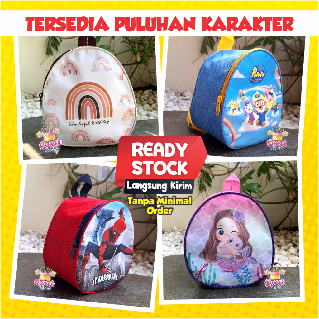 

READY STOCK Tas Pesta Ulang Tahun Anak Goodie Bag Model Telur Resleting Ransel Premium Souvenir PAUD