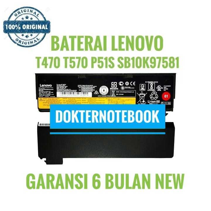 Baterai Thinkpad T470 T480 T570 T570 T580 61 Slim ori