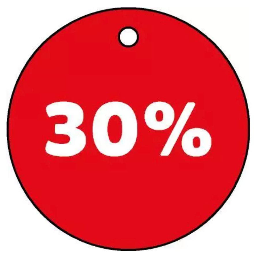 

HANG TAG LABEL DISKON 30 PERSEN SALE BAJU MURAH BULAT UKURAN 3,8 CM GANTUNGAN WLBEE