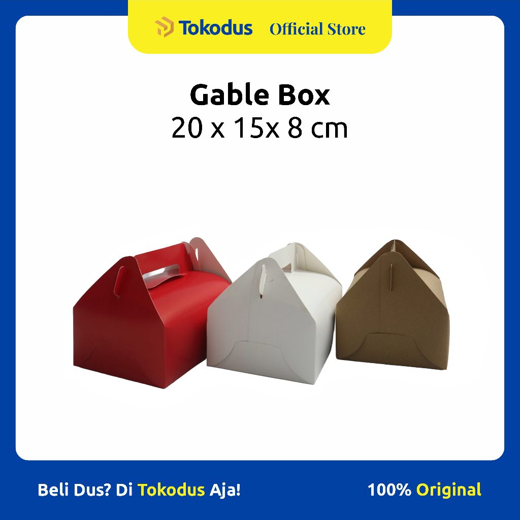 

Papperbox Gable | Box Kue | Box packing makanan jinjing | Dus Kue Kraft | Dus Gabble uk 20 x 15 x 8 cm - Tokodus Katapang
