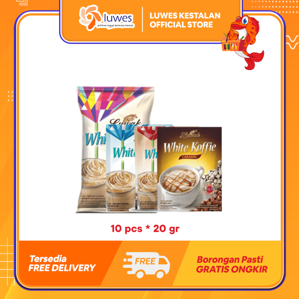

(1 PACK ISI 10pcs) Luwak White Koffe Kopi Sachet 20gr x 10pcs Dengan 3 Rasa & Mudah Diseduh