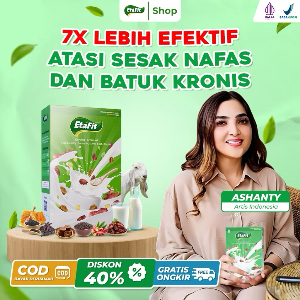 

Etafit Susu Kambing Etawa Herbal Atasi Sesak Nafas Asma Bpom