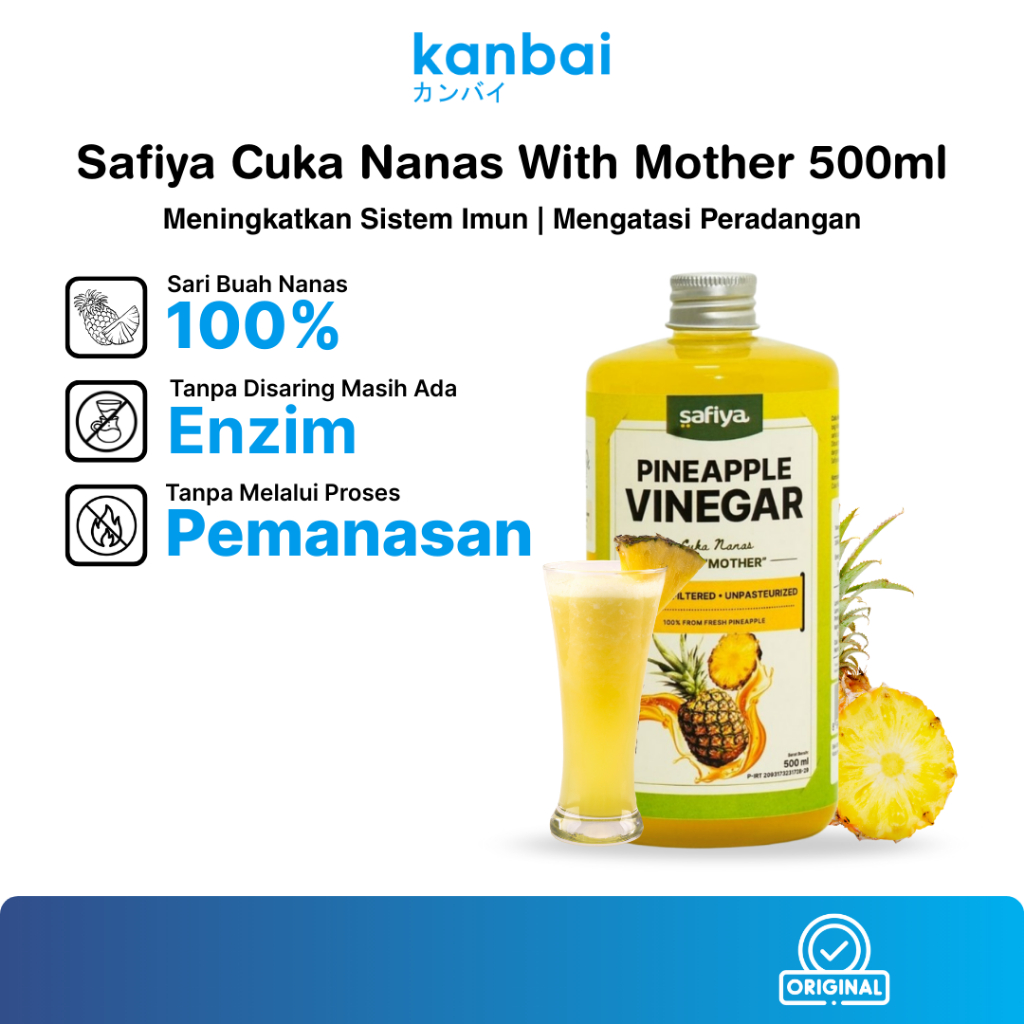 

Safiya Cuka Nanas 500 ML With Mother Pineapple Vinegar 100% Asli Rasa Enak