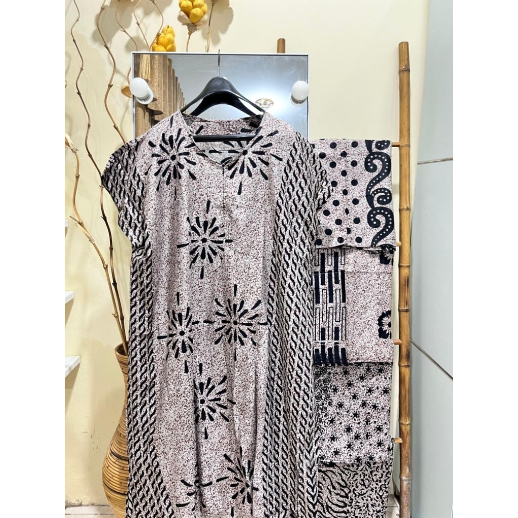 Daster Lowo Jumbo Motif Coklatan Sogan (Rayon Premium Super Adem)