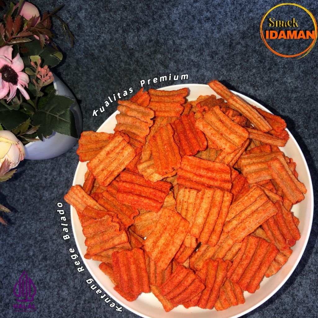 

Cemilan Kentang Rege 250 Gram Rasa BBQ Rasa dan Rasa Balado Kripik Kentang Rege