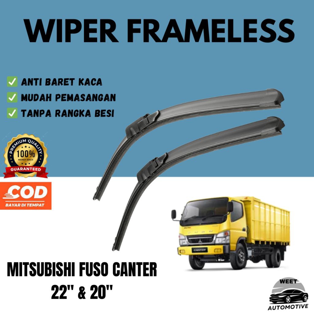 Wiper Frameless Full Karet Depan Mobil Truk Mitsubishi Fuso Canter