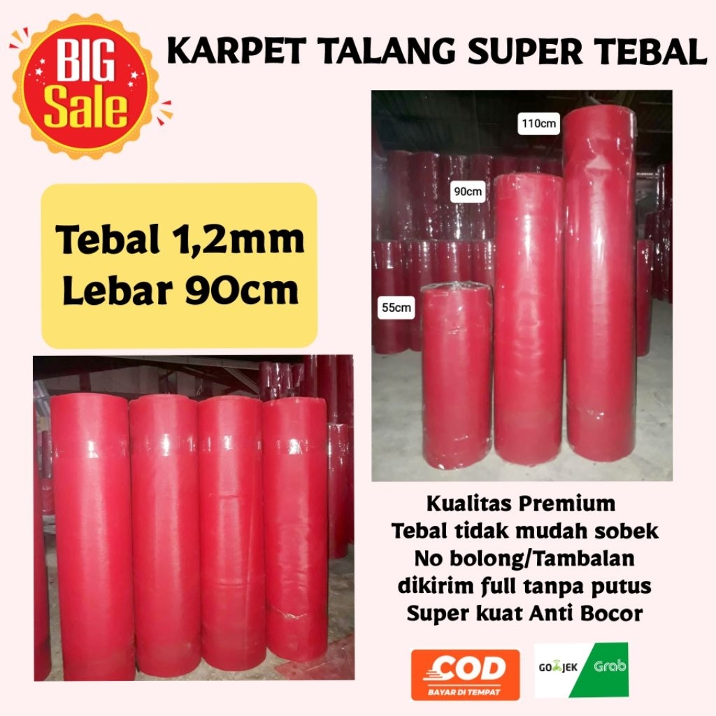 Karpet Talang Air Tebal 1,2mm Merah Hitam Kuat Anti Bocor Pelindung Atap Rumah | Talang Karet Alas K