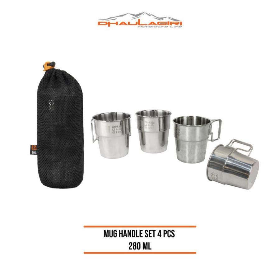 Dhaulagiri Mug Handle Set 4 Pcs 280 ml - Gelas Mug Set Isi 4 - Mug Set - Gelas Camping - Gelas Set 4