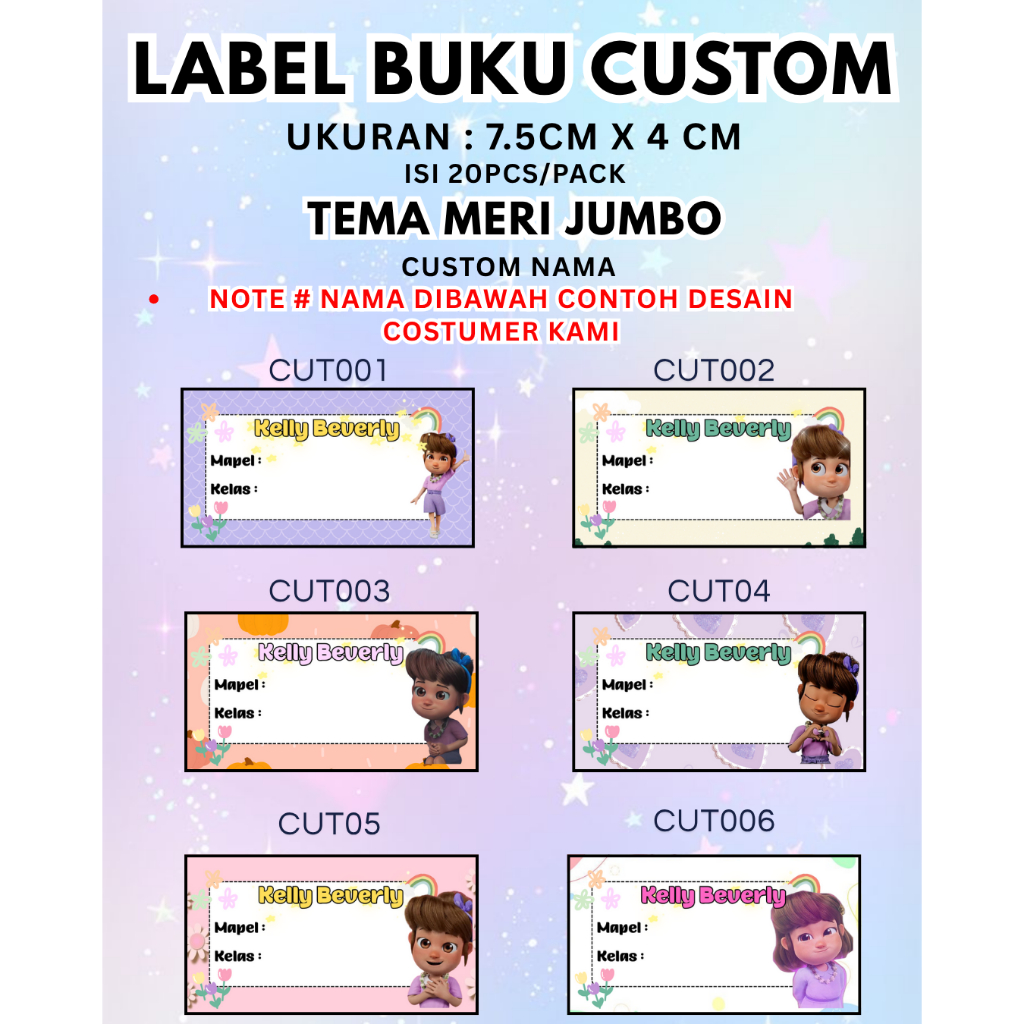 

10 PCS STICKER LABEL NAMA BUKU PELAJARAN BISA CUSTOM LUCU & UNIK AESTHETIC KARAKTER JUMBO