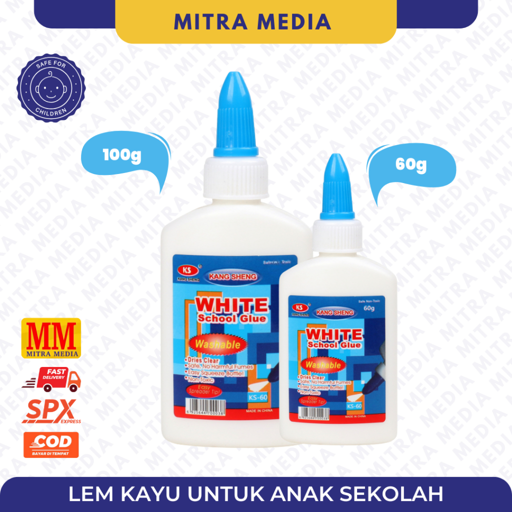 

LEM KAYU / LEM PUTIH KIDS SAFE / UNTUK SEKOLAH / LEM ANAK / LEM DICUCI