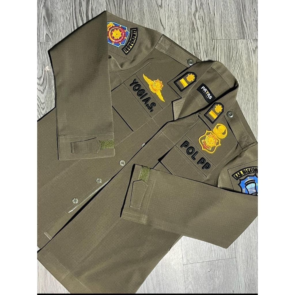 SERAGAM PDL POL PP BORDIR TIMBUL BAHAN LUSTER KUALITAS PREMIUM