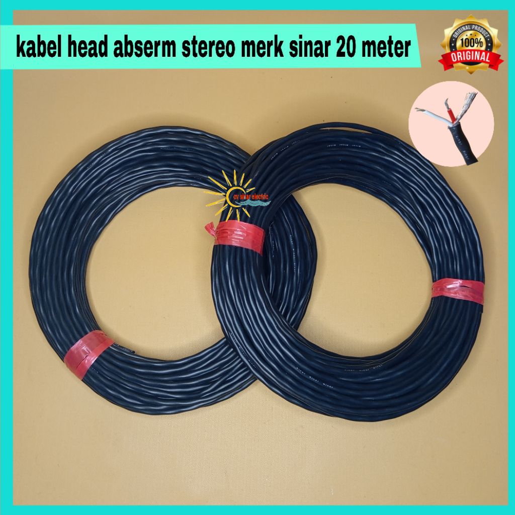 kabel head abserm stereo merk sinar pt ewindo 20 meter