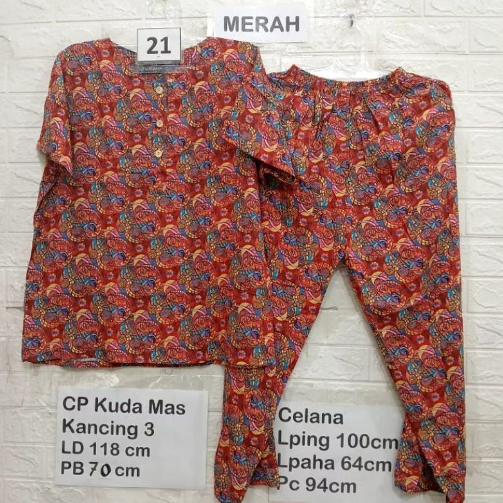 Setelan Baby Doll Lengan Pendek Celana Panjang Kuda Mas Original Asli Pekalongan Motif Kekinian Vira