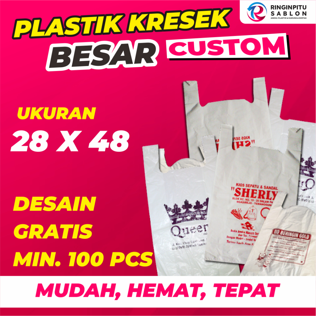PLASTIK KRESEK CUSTOM UKURAN BESAR SUDAH + SABLON